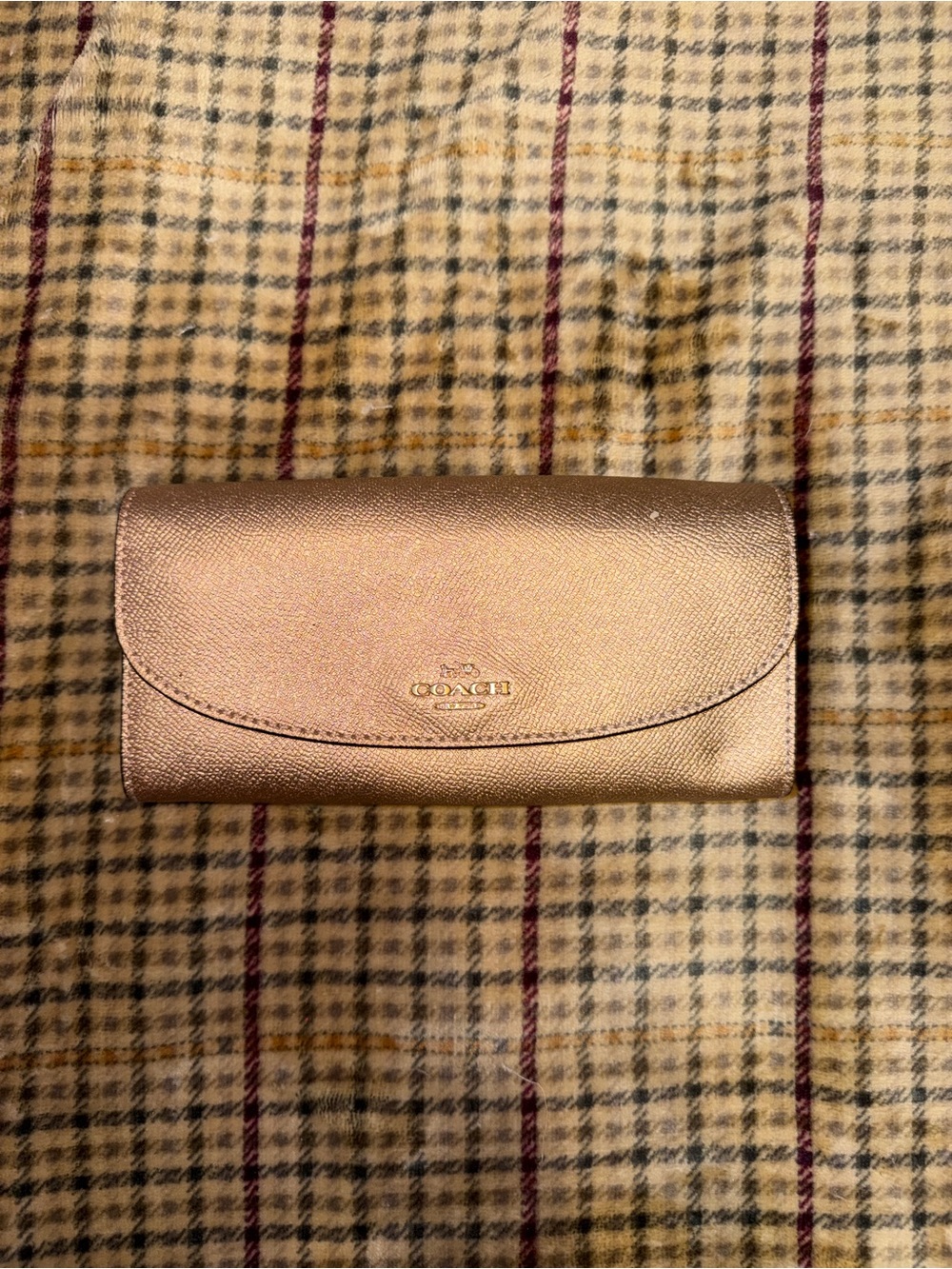 Coach Metallic Rose/Champagne Leather Continental Wallet